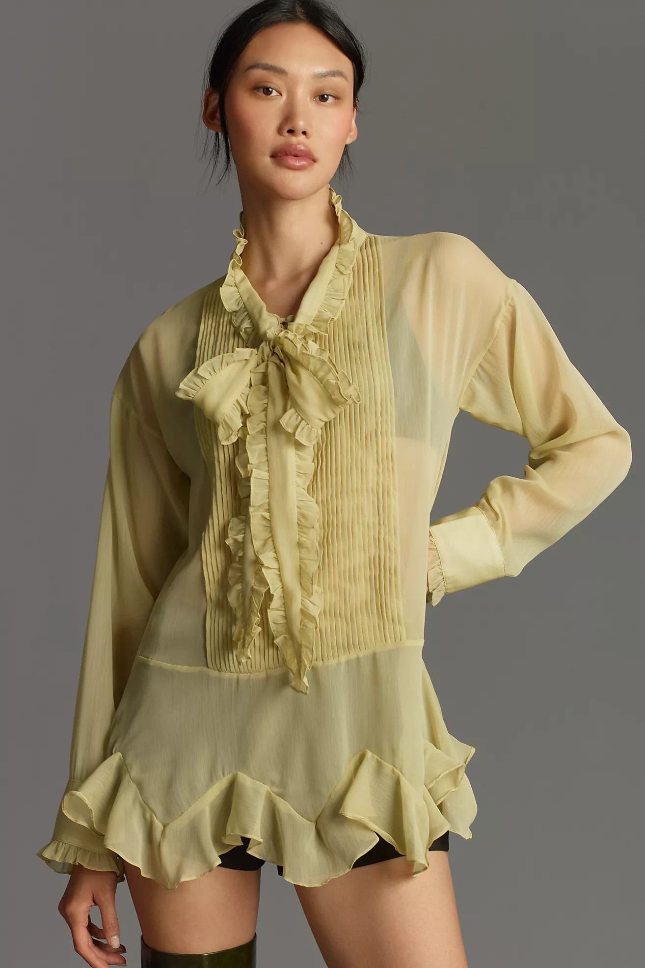 Forever That Girl Tie-Neck Ruffle Blouse | Anthropologie (US)