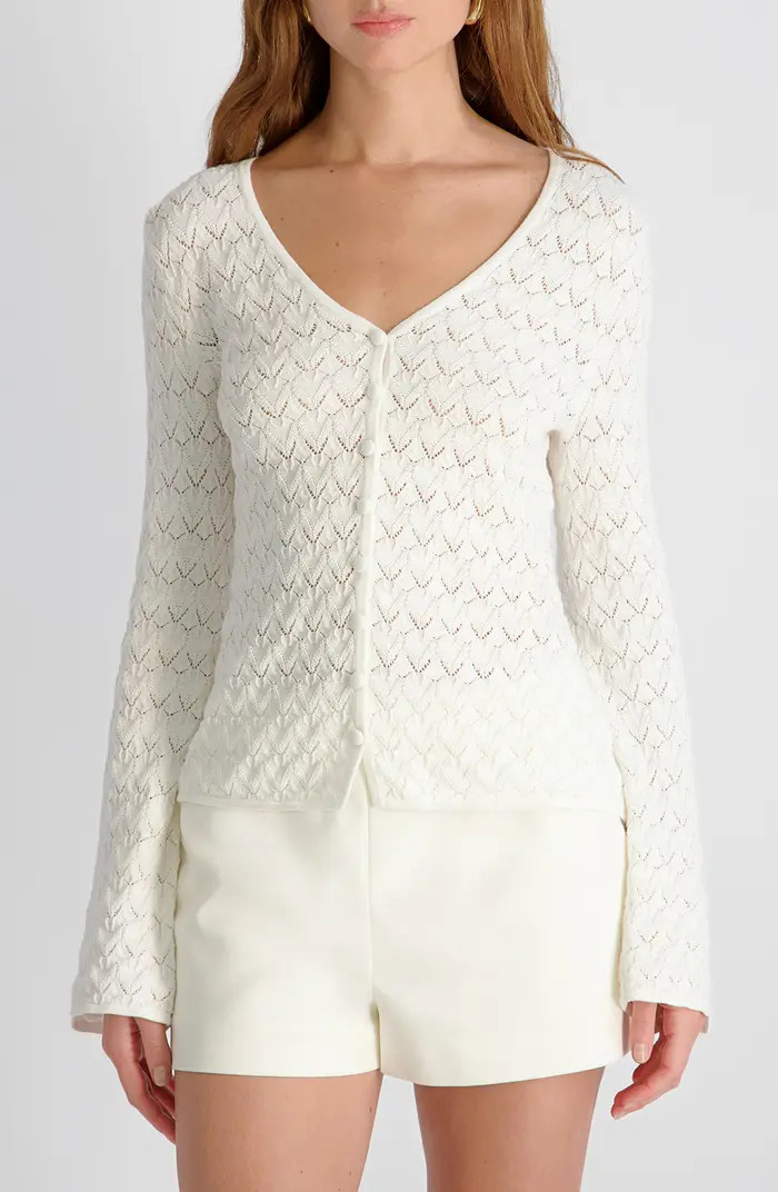 Mozart Heartleaf Pointelle Cotton Cardigan | Nordstrom