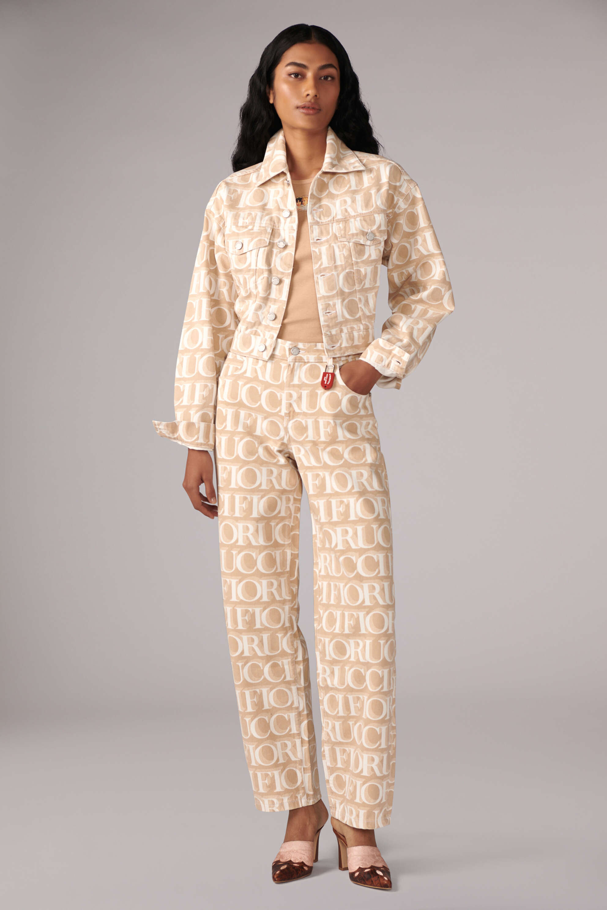 Laser Monogram Denim Jacket Cream | Fiorucci