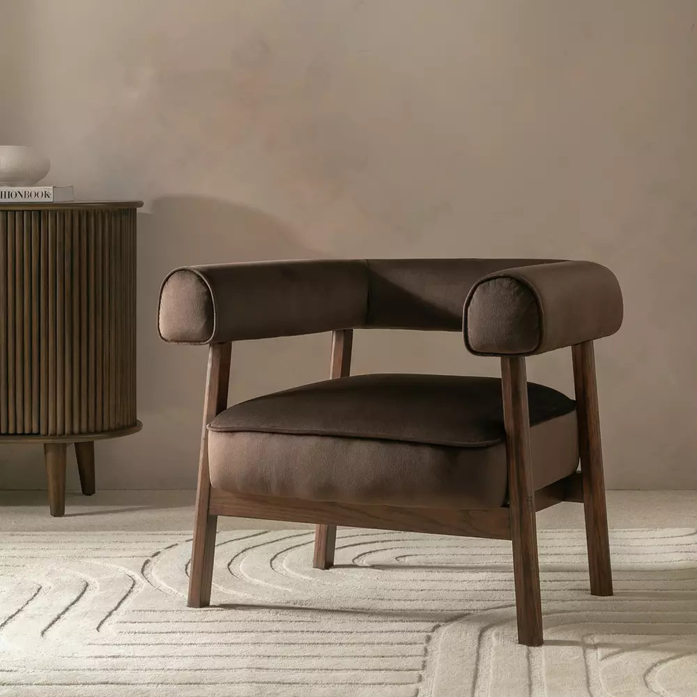 Buy Habitat Elio Velvet Chair - Brown | Armchairs | Habitat | Habitat UK