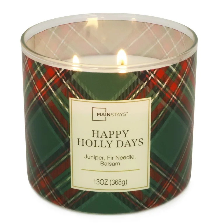 Mainstays 3-wick Happy Holly Days Designs, 13-Ounce | Walmart (US)