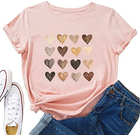 Womens Valentine Shirts Love Heart Graphic Tee T Shirts Teen Girls Cute Graphic T Shirts Tee Top | Amazon (US)