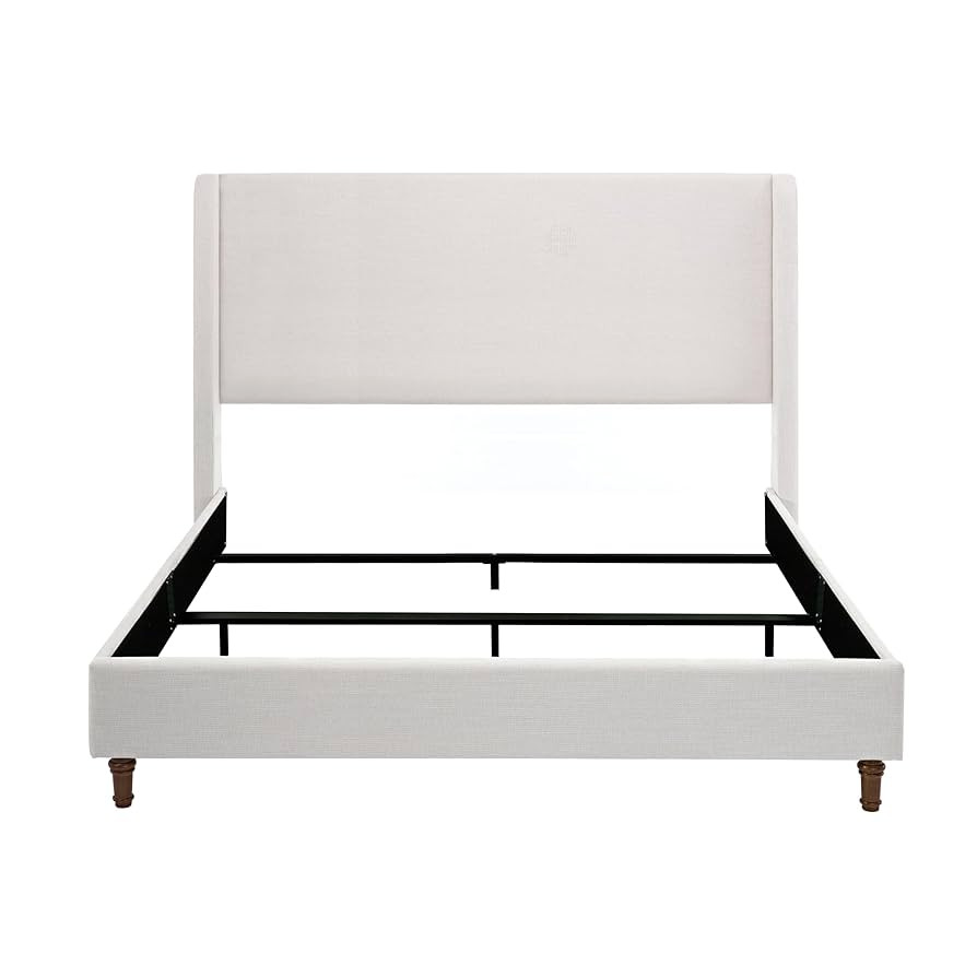 King Hayden 54'' Tall Upholstered Bed Frame, High Headboard Platform Bed with Wingback for Bedroo... | Amazon (US)