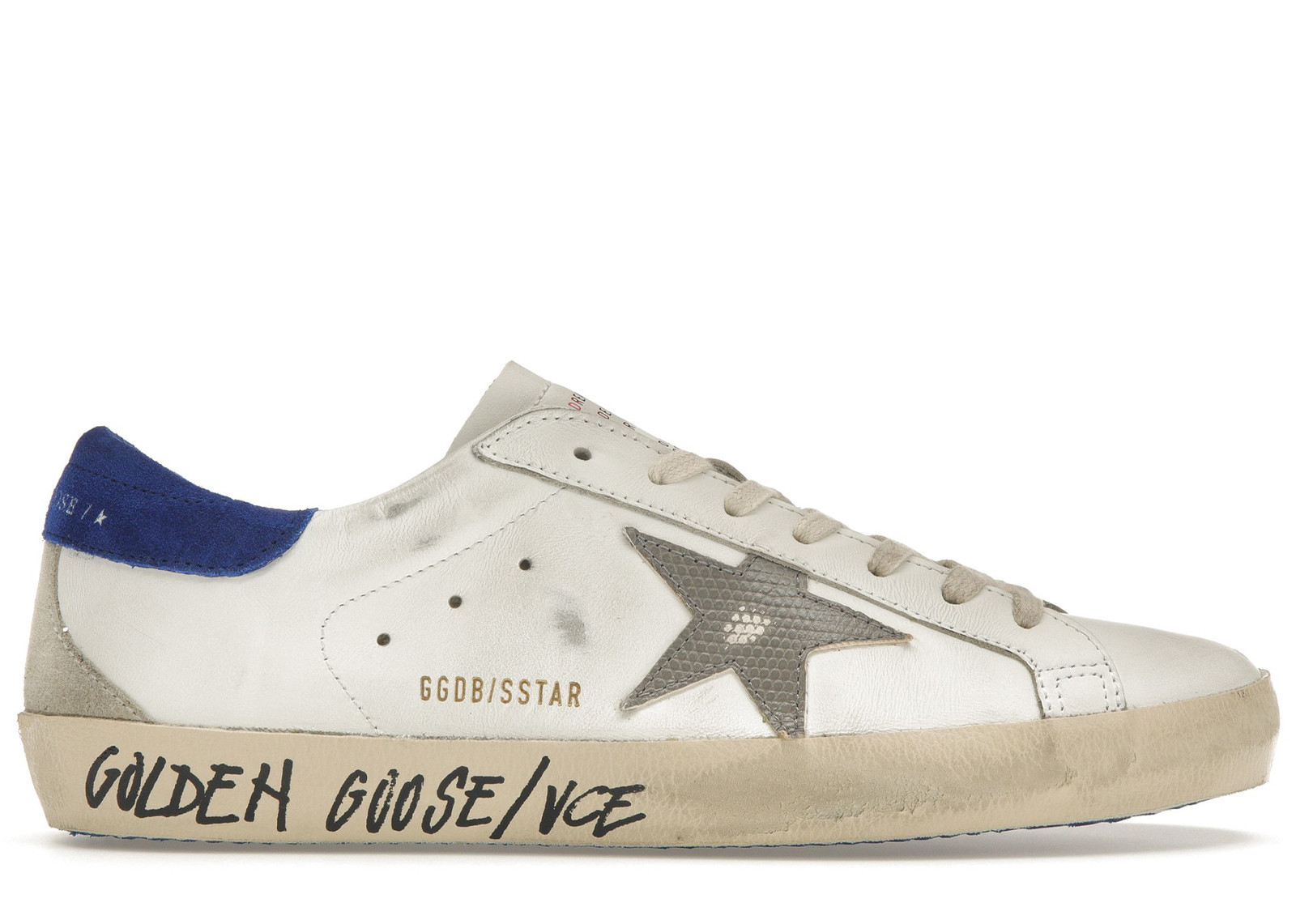 Men's Golden Goose SuperStar Sneakers in White/Snake Blue | StockX