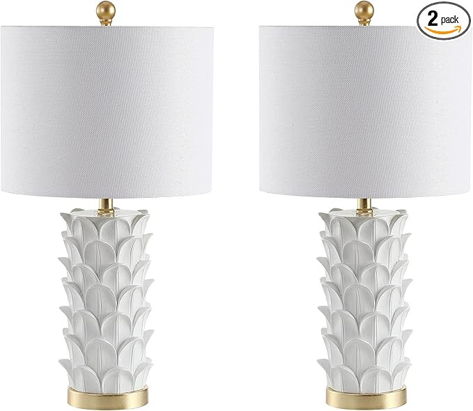 SAFAVIEH Lighting Collection Nico White/ Gold Leaf 25-inch Bedroom Living Room Home Office Desk N... | Amazon (US)