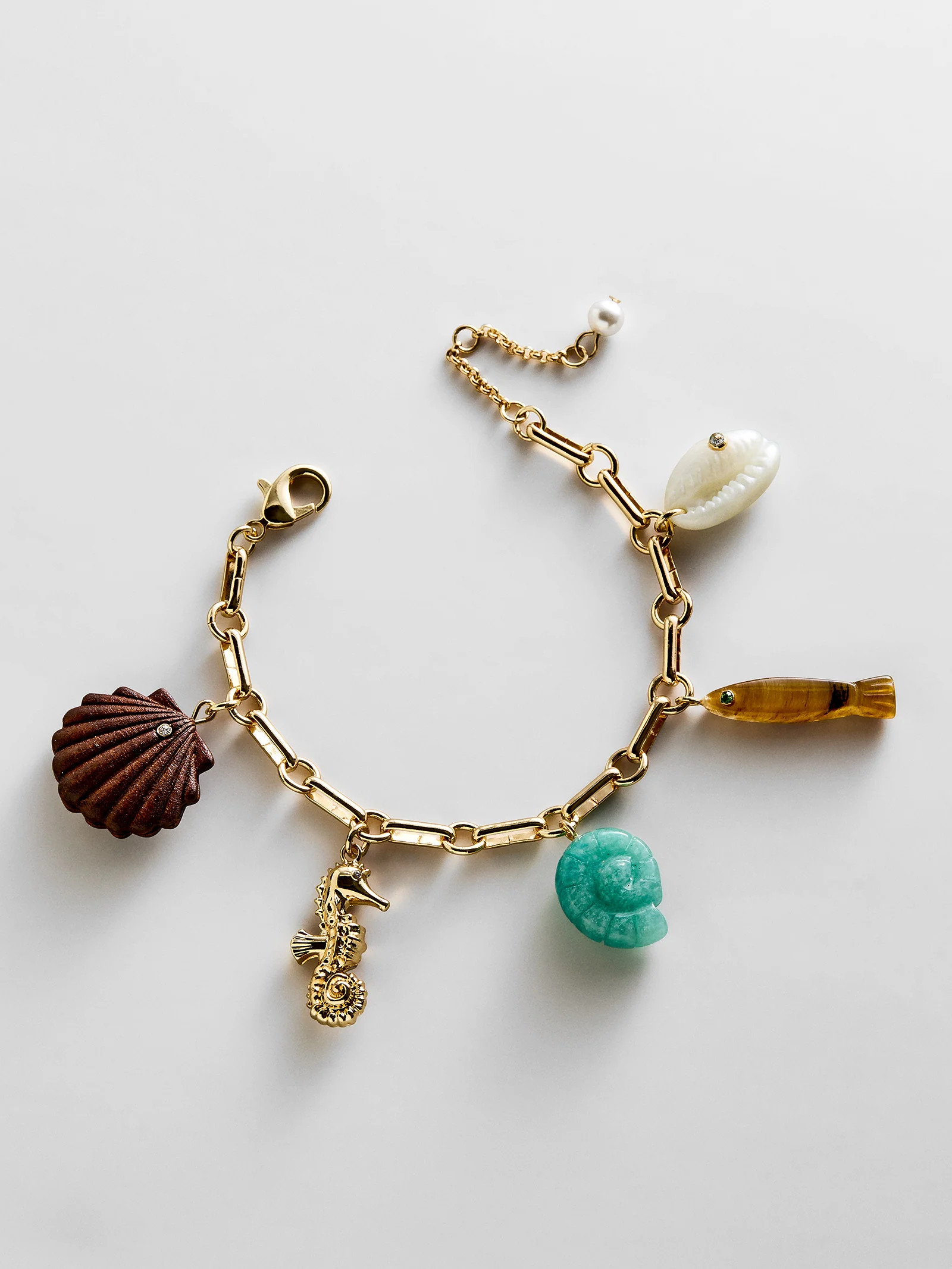 All At Sea Charm Bracelet - Gold/Turquoise | BaubleBar