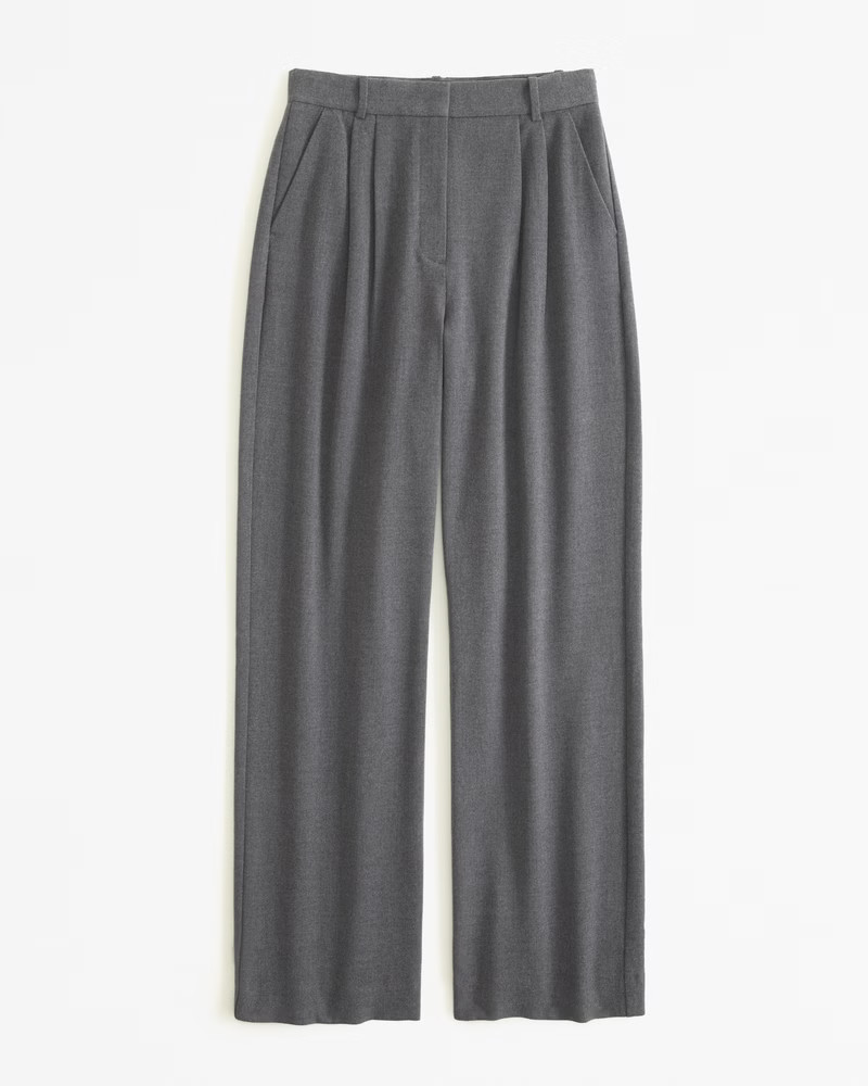 Curve Love A&F Sloane Tailored Brushed Suiting Pant | Abercrombie & Fitch (US)