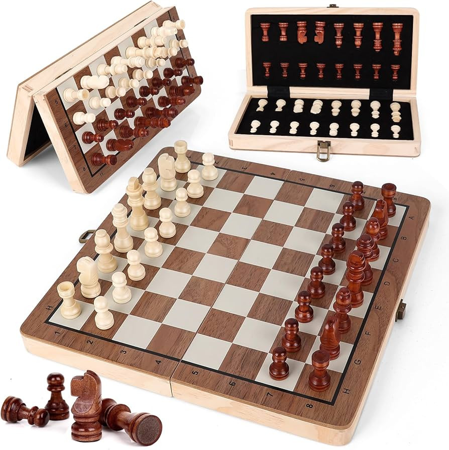 Joneytech Wooden Chess Set,11.5 inch Magnetic Chess Board Folding Design with Storage Travel Ches... | Amazon (CA)
