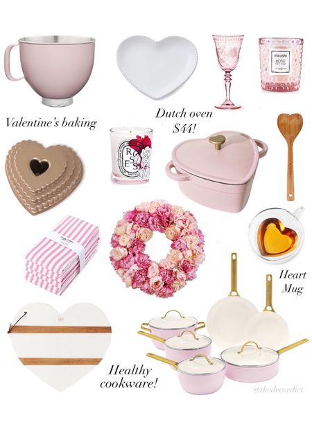 Valentine’s Day decor, kitchen accessories, heart Dutch oven, Heart plates pink cookware Valentine’s Day gift guide 

#LTKhome #LTKsalealert #LTKFind