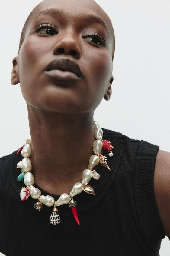 CHARM AND PEARL NECKLACE | Zara US