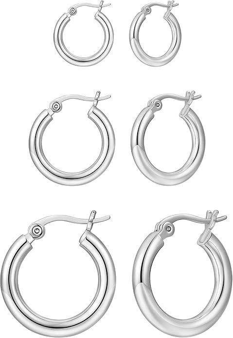 3 Pairs 14K Gold Plated Huggie Hoop Earrings for Women, Minimalist Gold Huggie Hoop Earrings, Sim... | Amazon (US)