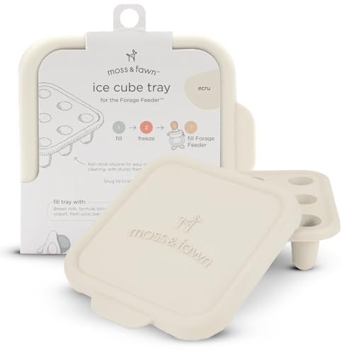 Moss and Fawn Ice Cube Tray, Forage Feeder Freezer Mold for Breast Milk, Formula, Bone Broth, Purees, and Baby Food - Ecru | Amazon (US)