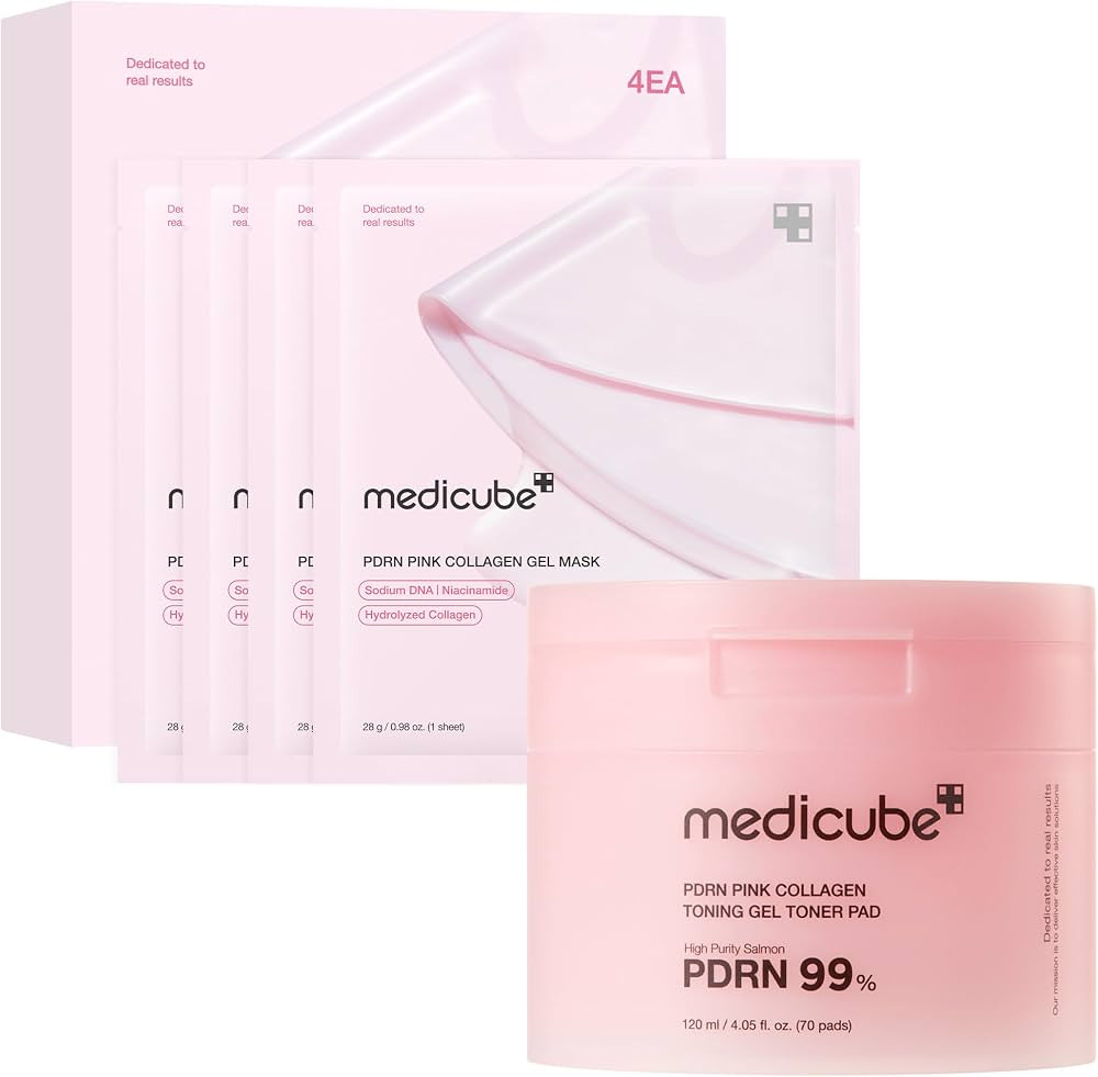 medicube Pink PDRN Day & Night Gel Duo: Salmon DNA PDRN pink collagen jelly gel mask (4ea) and Co... | Amazon (US)