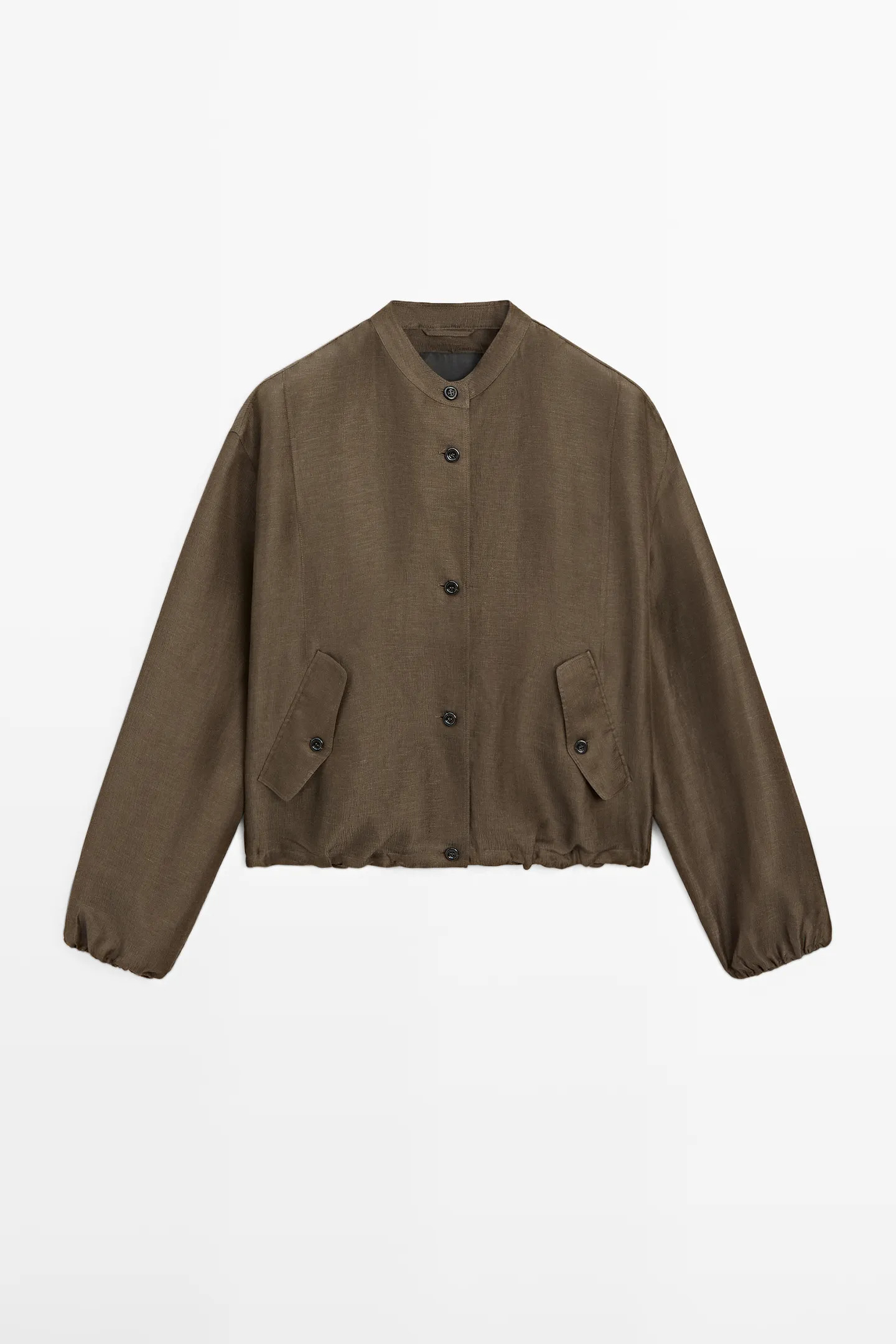 LINEN AND SILK BOMBER JACKET | Massimo Dutti UK
