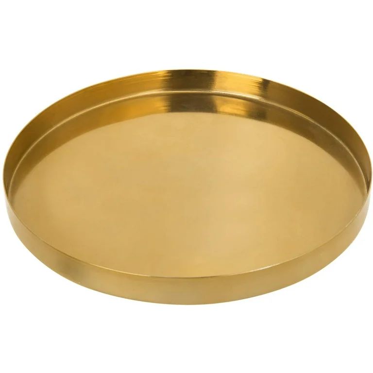 MyGift 11 inch Metal Round Serving Tray, Brass Tone | Walmart (US)