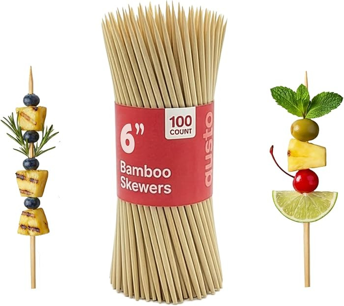 GUSTO [6 Inch - 100 Count] Bamboo Skewers for Shish Kabob, Grilling, Fruits, Appetizers, and Cock... | Amazon (US)