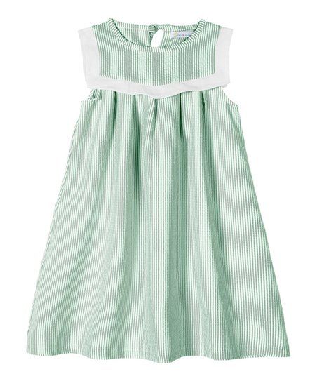Sunshine Smocks Green & White Stripe Yoke Dress - Infant, Toddler & Girls | Zulily