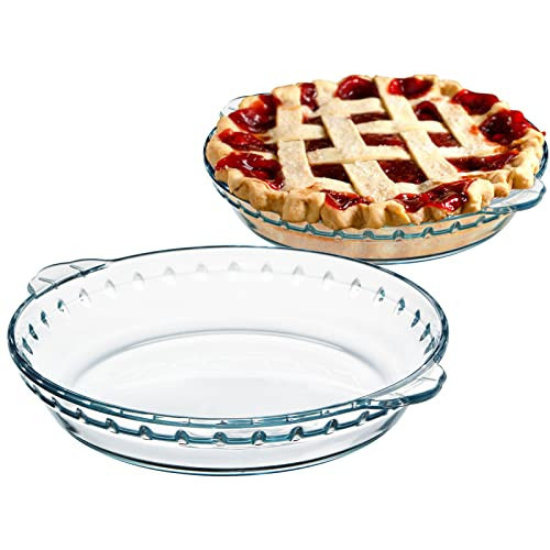 ZYER Glass Pie Plate Clear Pie Baking Pan for 2-3 People, 27oz Small Pie Pan with Handles Glass Pie Dish for Baking, 8.5 Inch 2 Pack | Amazon (US)