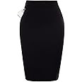Kate Kasin Womens Knee Length Elastic Waist Basic Stretchy Bodycon Business Pencil Skirt | Amazon (US)