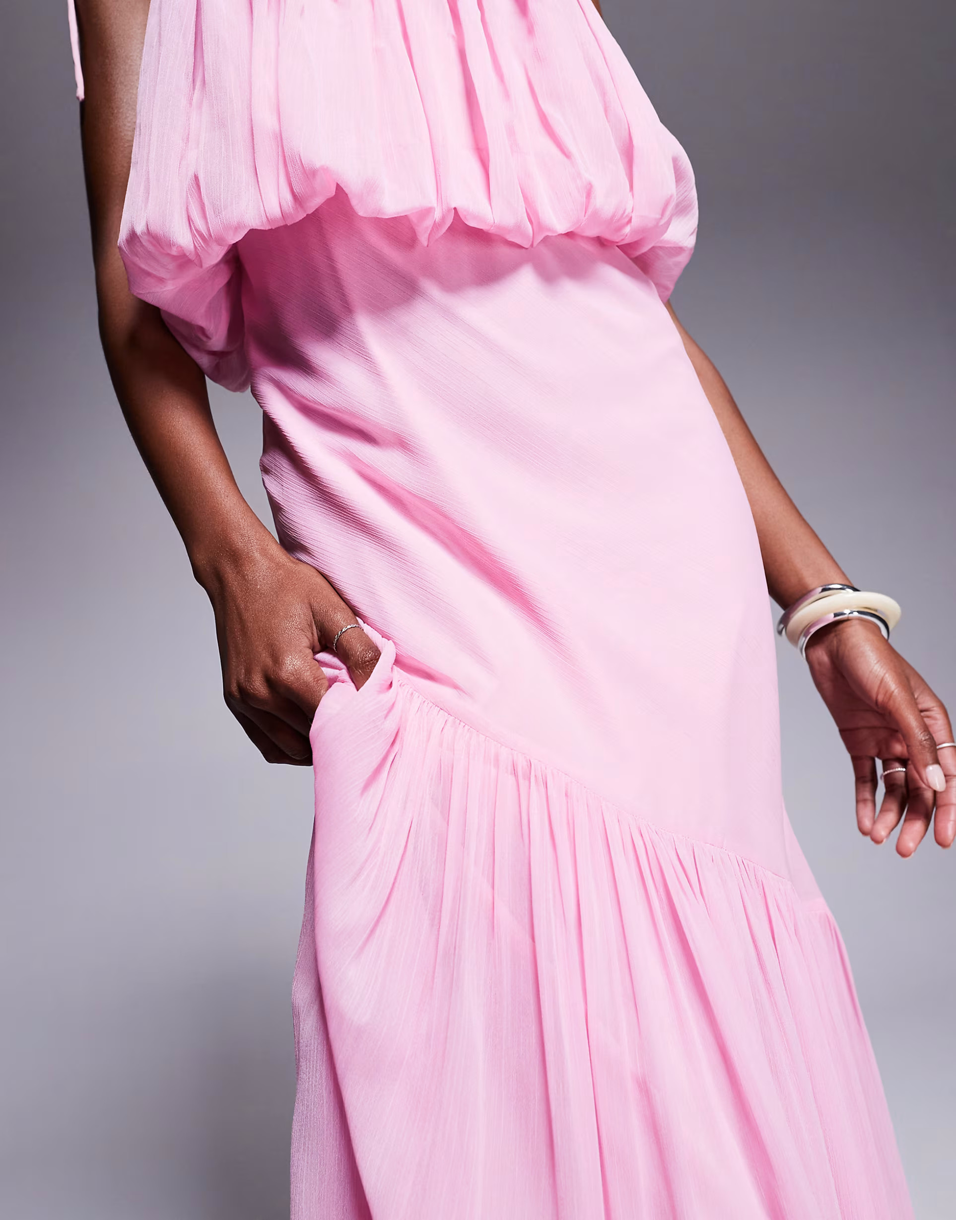 ASOS DEISGN blouson cami maxi dress with pephem in pink | ASOS (Global)