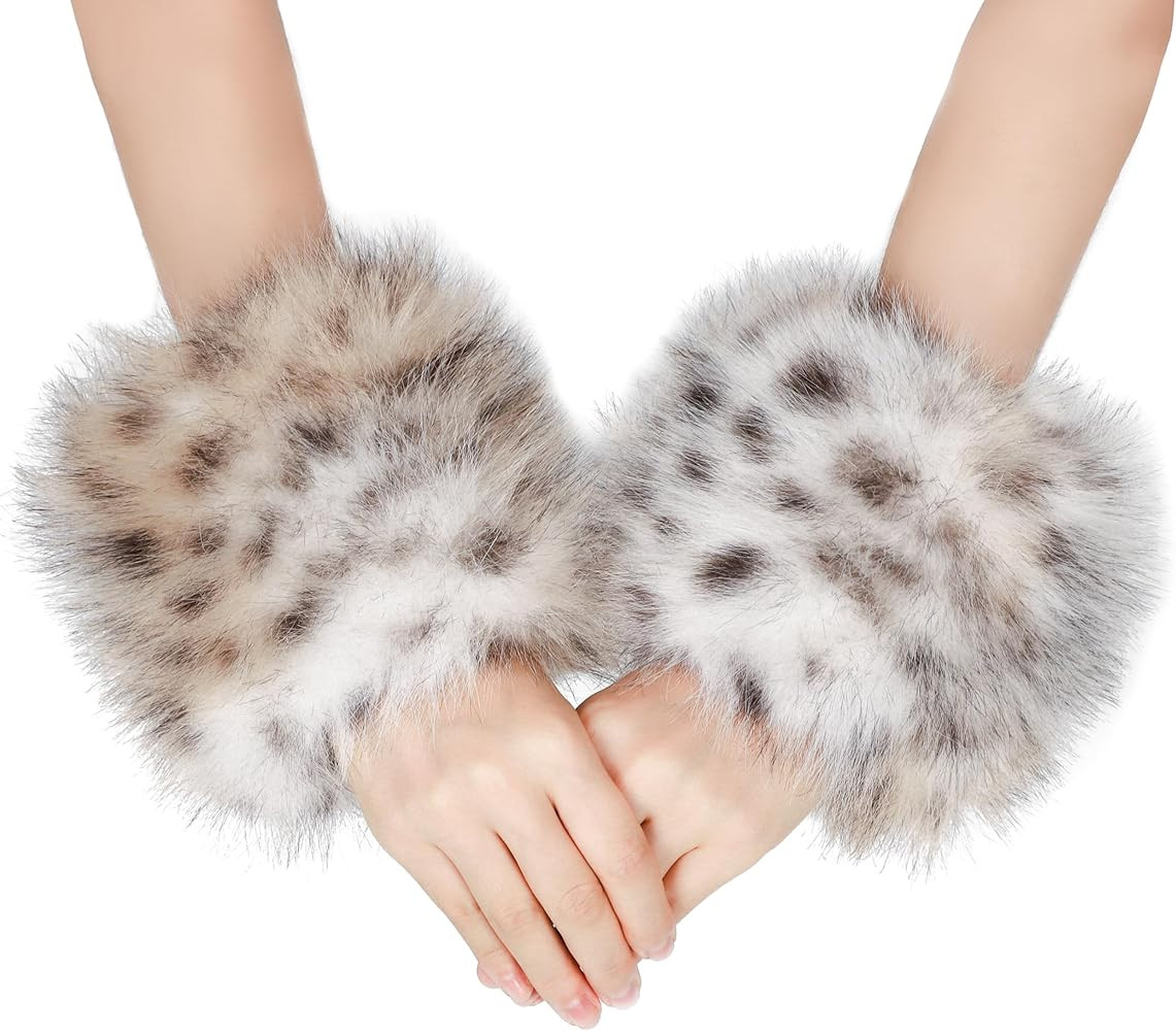 sy soul young Women's Faux Fur Wrist Cuffs Winter Fox Furry Wristbands Fluffy Fur Cuff Bracelet A... | Amazon (US)