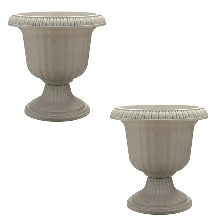Southern Patio 14" Outdoor Lightweight Resin Utopian Urn Planter, Stone, 2 Pack | Walmart (US)