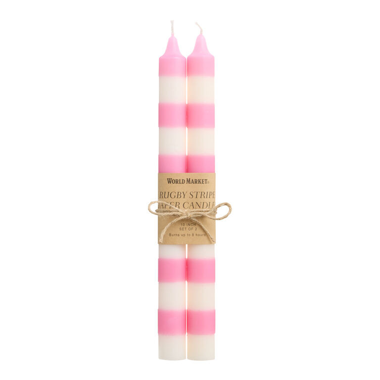 Rugby Stripe Taper Candle 2 Pack | World Market