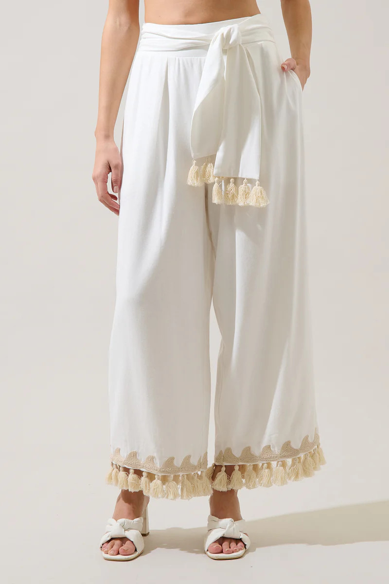 Biela Tassel Trim Wide Leg Pants | Sugarlips