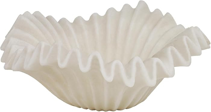 Braxio White Decorative Bowl – Resin Ruffle Bowl for Entryway, Dining Table Centerpiece, Fruit ... | Amazon (US)