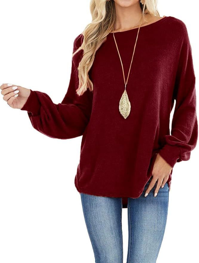 Tobrief Women's Long Sleeve Tops Crochet Lace Tunic Backless Casual Loose Blouses Shirts at Amazo... | Amazon (US)