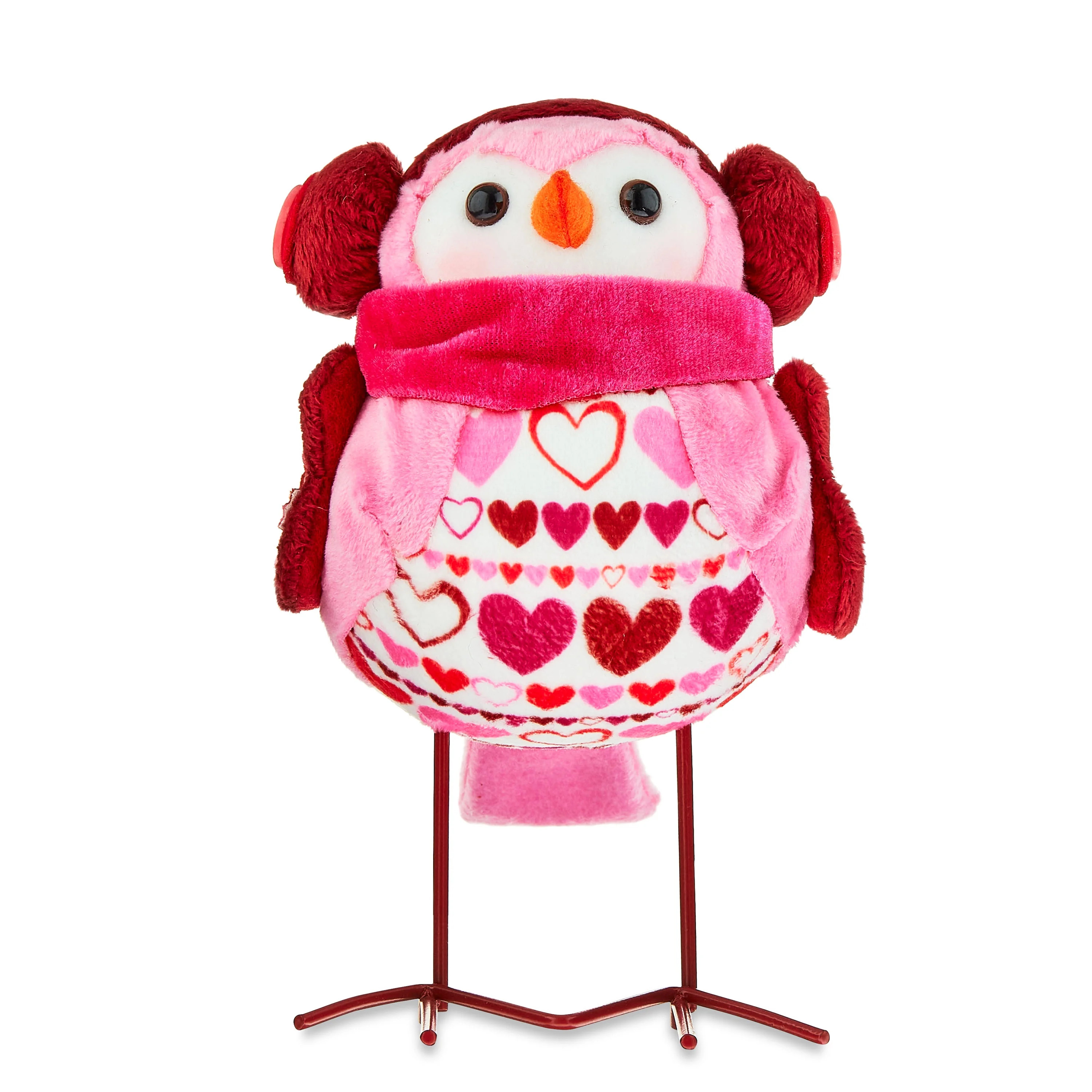 Valentine's Day Pink Fabric Bird with Earmuffs Decoration, 7in H, by Way To Celebrate - Walmart.c... | Walmart (US)