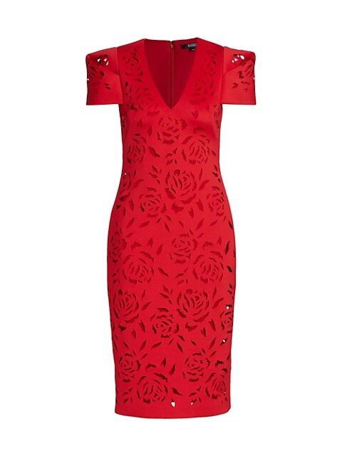 Scuba V-Neck Lace Dress | Saks Fifth Avenue
