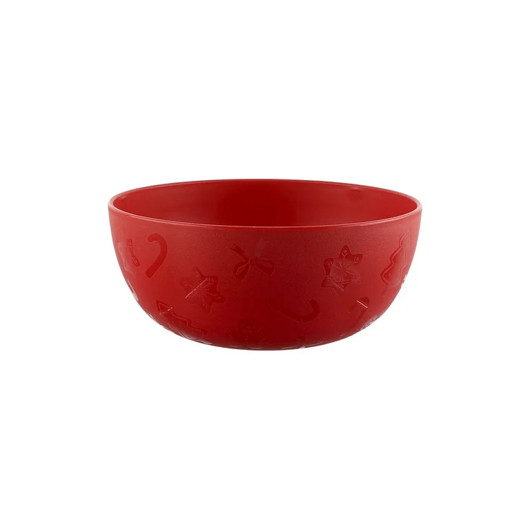 Mainstays 38 Ounce Round Plastic Etched Holiday Bowl, Red - Walmart.com | Walmart (US)
