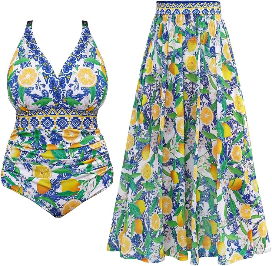 SCOMCHIC Womens Plus Size One Piece Swimsuit Tummy Control Bathing Suit Floral Prints Curvy Mesh ... | Amazon (US)