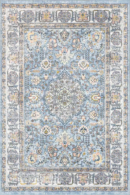Blue Priyanka Washable Persian  Area Rug | Rugs USA