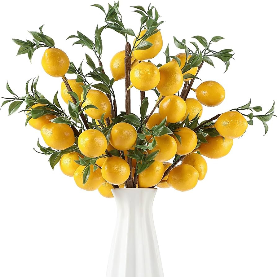 Giegxin 15 Pcs Artificial Lemon Decor 22.9 Inch Fake Lemons Branch Decoration Vivid Yellow Lime B... | Amazon (US)