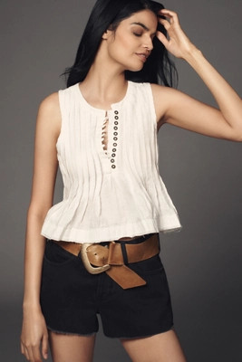 The Lottie Pleated Linen Tank | Anthropologie (US)
