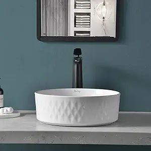 Davivy 14.2'' Round Bathroom Sink with Pop Up Drain,Bathroom Sinks Above Counter,Bathroom Vessel ... | Amazon (US)