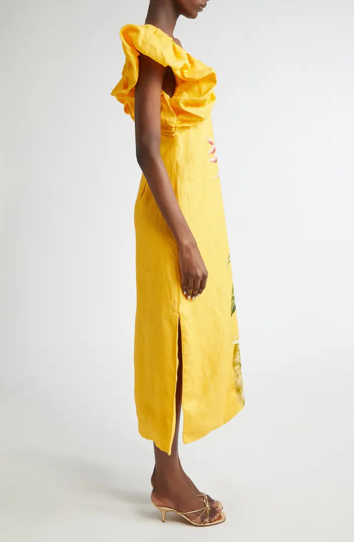 Spring Awakening Placed Floral Linen Dress | Nordstrom