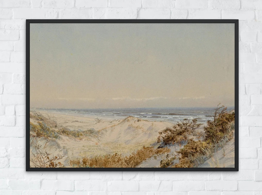 Vintage Sand Dunes Coastal Landscape Painting Printable Ocean - Etsy | Etsy (US)