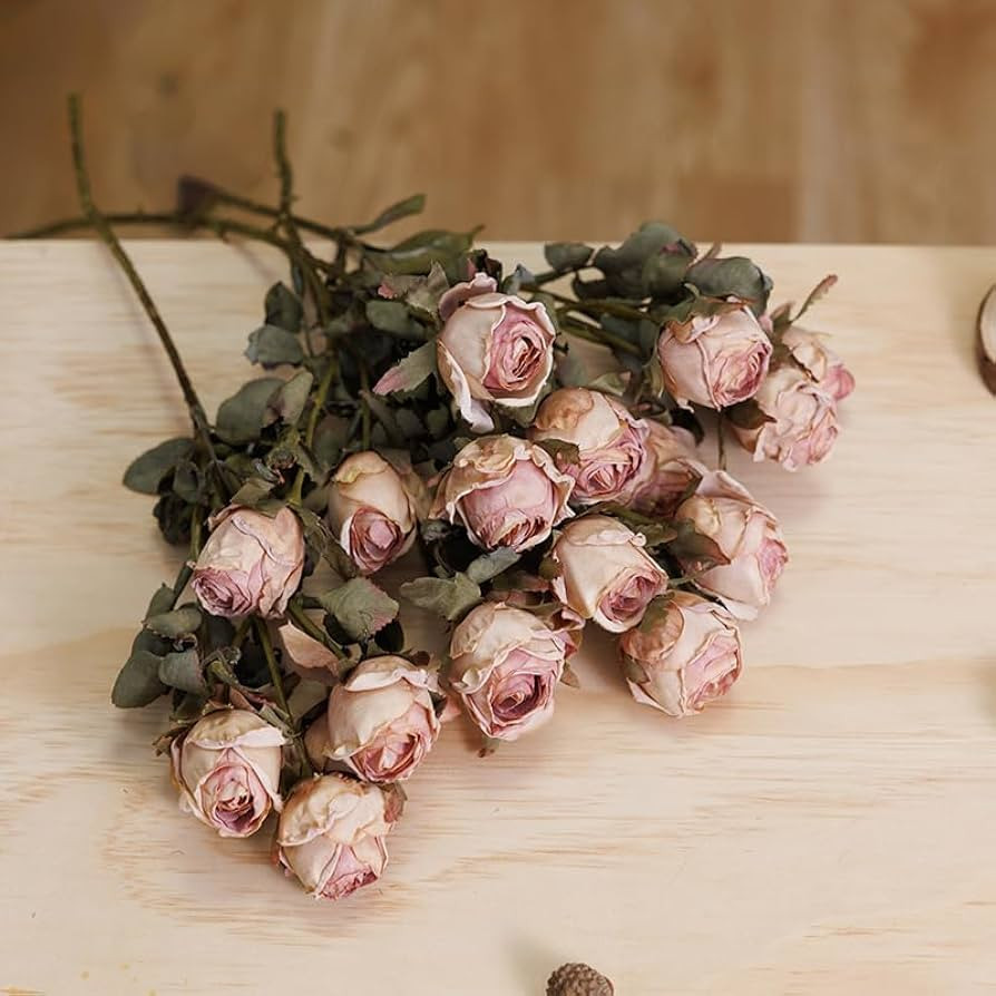 10pcs Artificial Vintage Roses Fake Mini Silk Rose Flowers with Long Stem for DIY Bouquets Weddin... | Amazon (US)