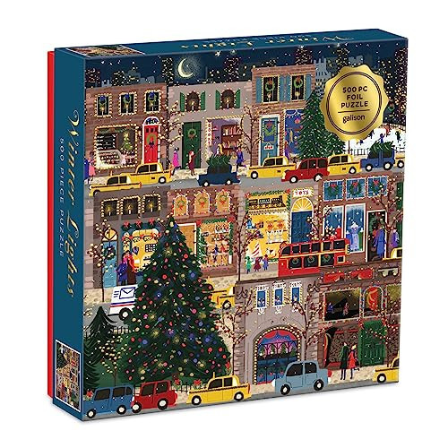 Galison Winter Lights Foil Puzzle, 500 Pieces, 20” x 20” – Holiday Jigsaw Puzzle Featuring a Festive City Scene by Joy Laforme – Thick, Sturdy Pieces, Challenging Family Activity, Great Gift Idea | Amazon (US)