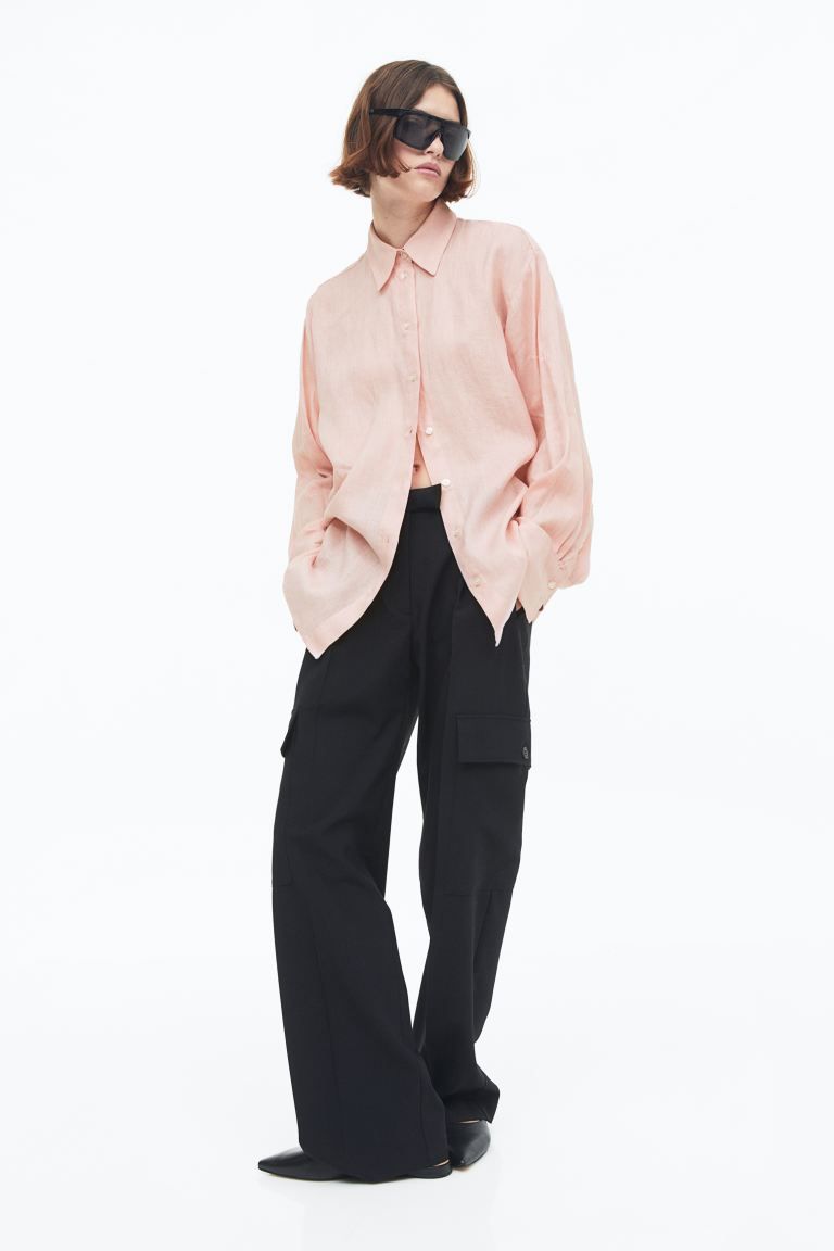 Linen shirt - Light pink - Ladies | H&M GB | H&M (UK, MY, IN, SG, PH, TW, HK)