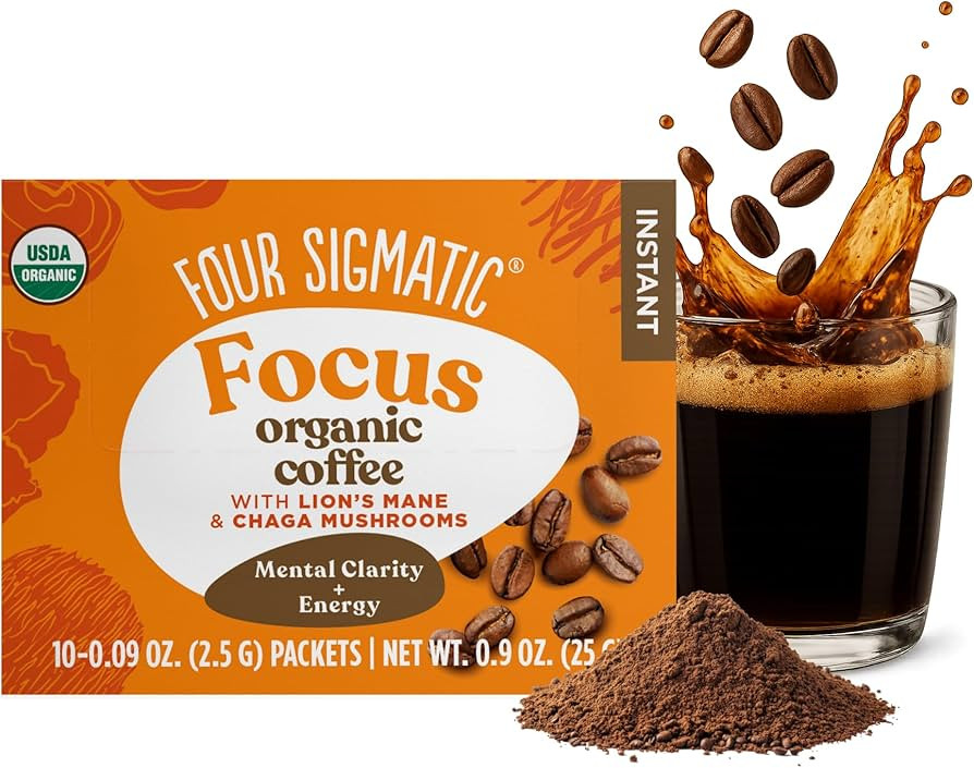 Four Sigmatic Focus Organic Mushroom Coffee | Instant Mushroom Coffee Mix with Lion's Mane, Chaga... | Amazon (US)