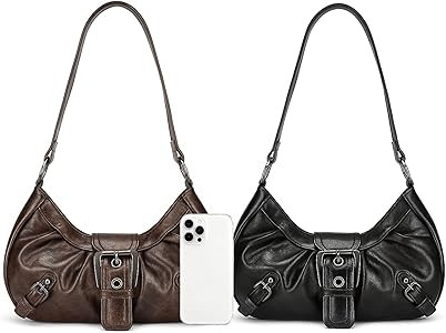 Women's Y2K Hobo Shoulder Bag 2 Pack, Punk Top Handle Clutch Purse Goth Handbag Trendy Underarm B... | Amazon (US)