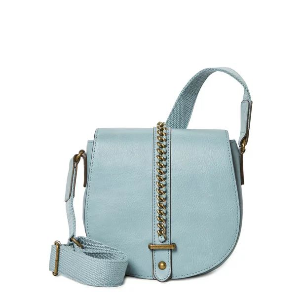 Time and Tru Women's Faux Leather Emery Crossbody Handbag Blue - Walmart.com | Walmart (US)