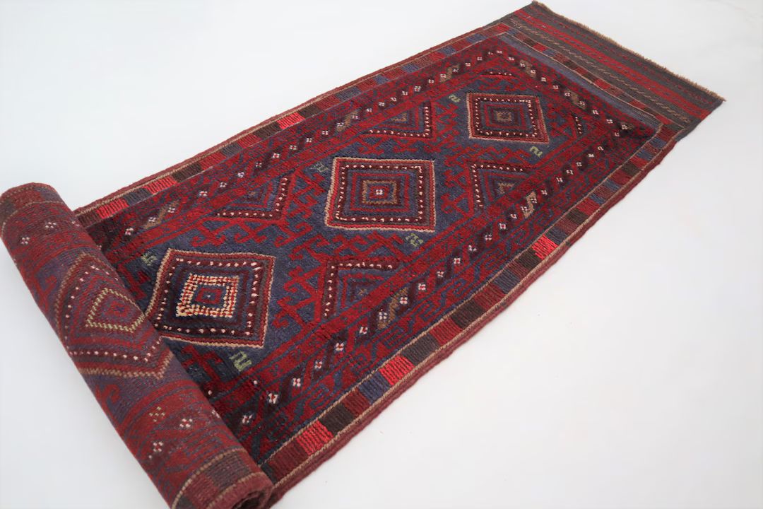 2x8 Runner Rug 2x8'6 ft Handmade Vintage Rug/ Mashwani design Oriental Berjesta Rug/ Afghan Geome... | Etsy (US)