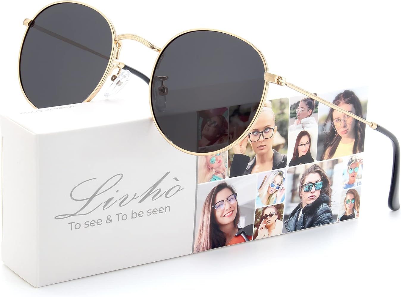 livho Trendy Polarized Sunglasses for Women Men Retro Round Mirrored Sun Glasses UV Protection | Amazon (US)