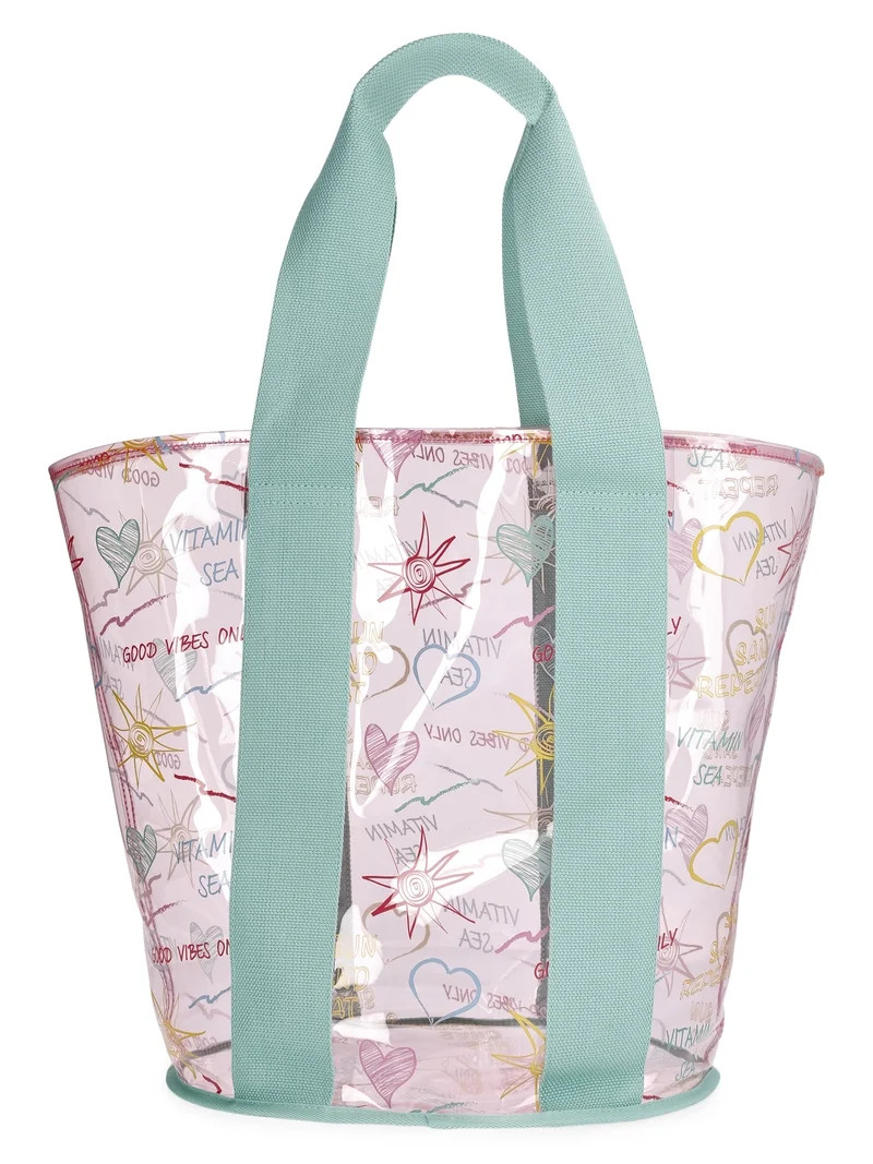 No Boundaries Clear Beach Tote, Multicolor, Women's | Walmart (US)