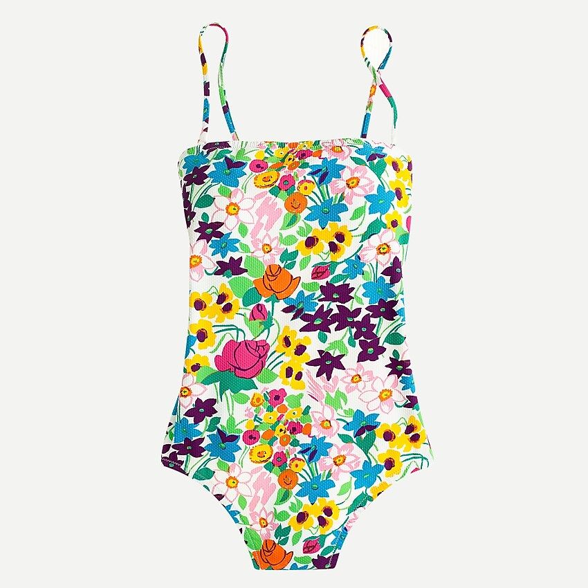 Bandeau one-piece in vibrant garden piqué | J.Crew US